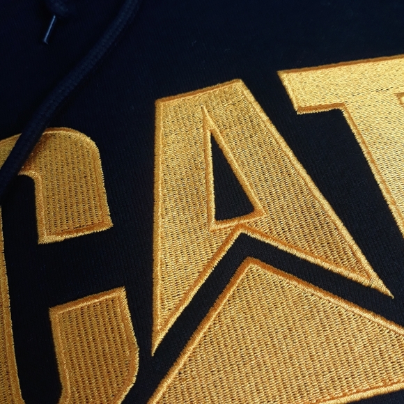 CAT Caterpillar Black & Gold Yellow Men's Hoodie, Sz M NWT - Picture 8 of 9